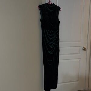 Lulu's Elegant Green Velvet Dress